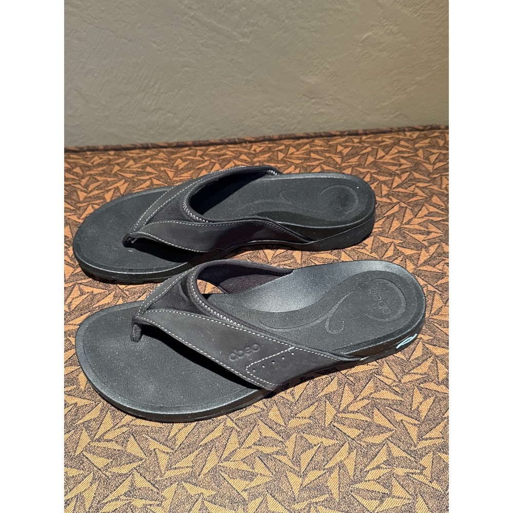 Abeo B.I.O.system Women 7.5 Black Flip Flop Thong Sandals Orthotic Arch Support